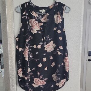 Joie Black and Pink Floral Blouse